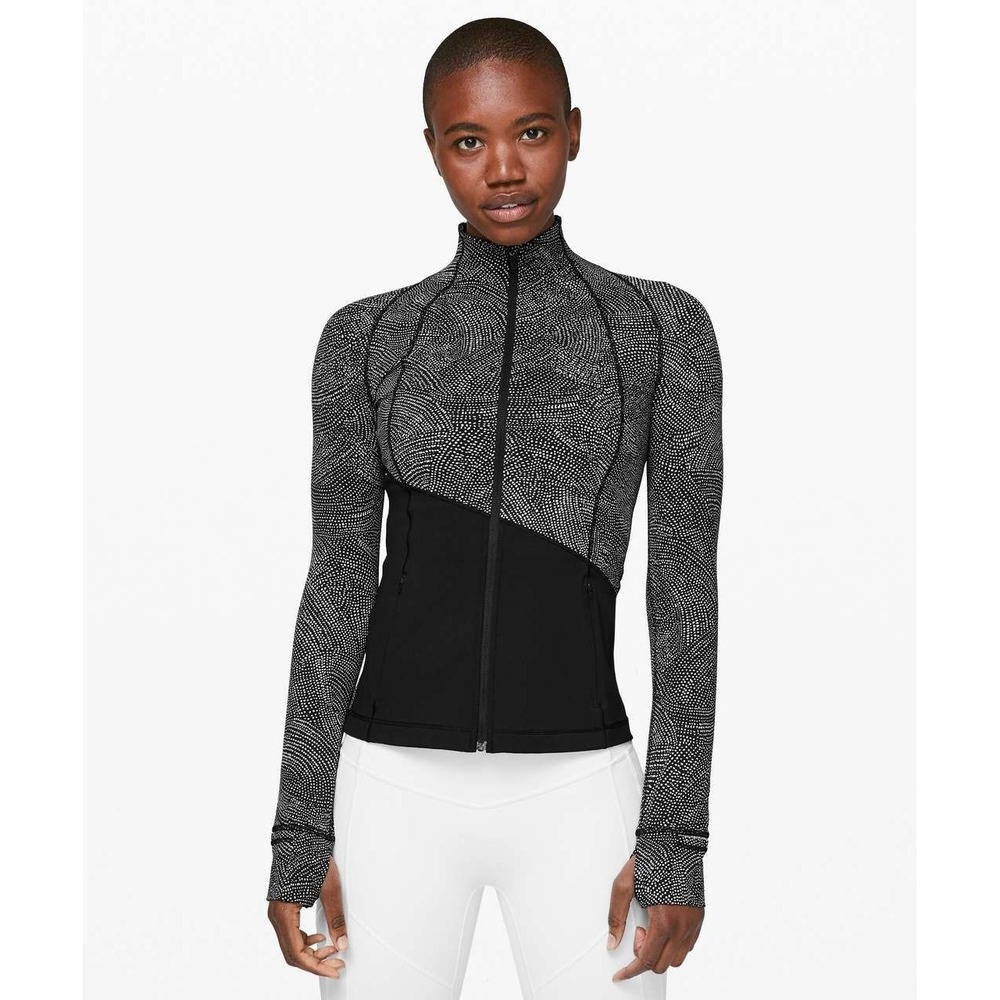 Lululemon Define Jacket‎ Size 10 Asym Free Spirit Ice Grey Black Special Edition